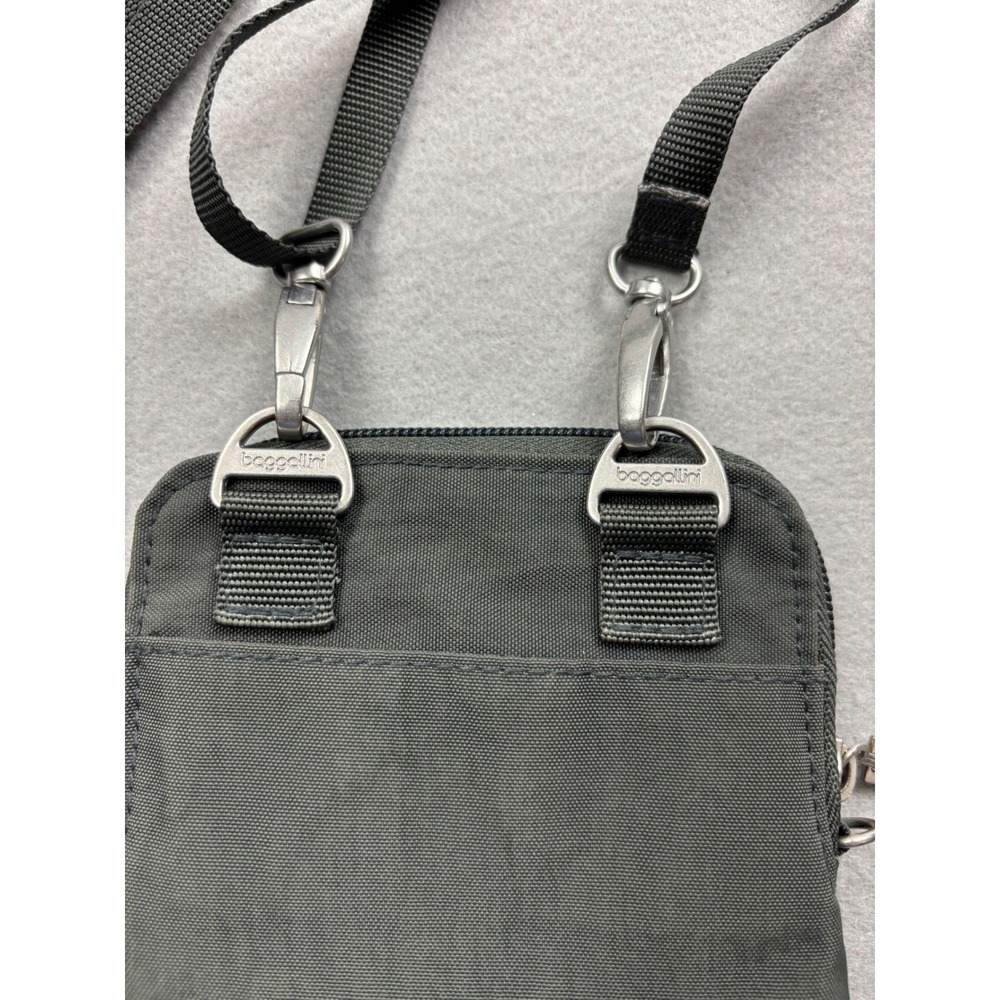 Baggalini Charcoal Gray Nylon RFID Bryant Pouch Mini Crossbody Travel Wallet Bag - Picture 4 of 8